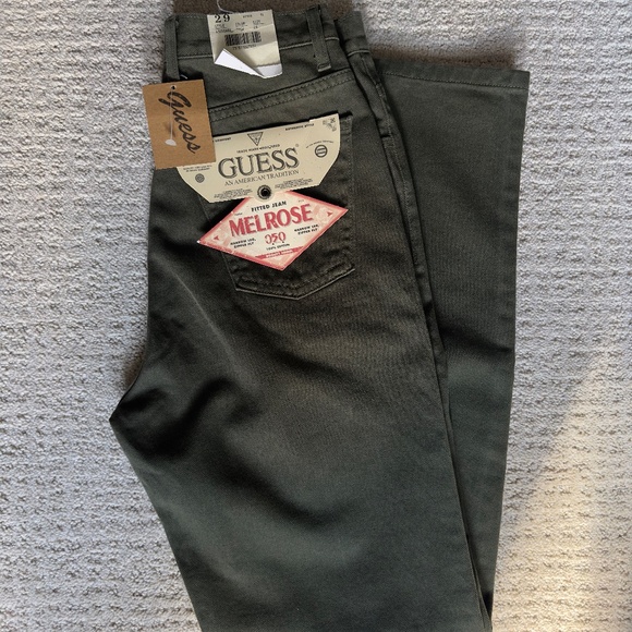 90s Guess Deadstock Made in the USA 100% Cotton Green High Rise Skinny Jeans - Picture 7 of 8